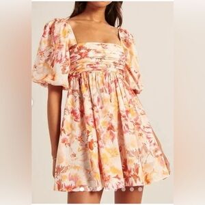 Abercrombie and Fitch Emerson Poplin Puff Sleeve Mini Dress